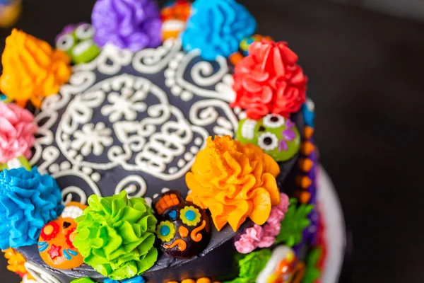 Gourmet Dia Los Muertos Gâteau Décoré Glaçage Crème Beurre Coloré — Photo