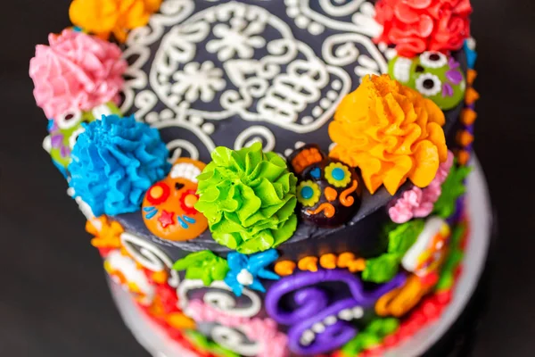 Gourmet Dia Los Muertos Bolo Decorado Com Cobertura Creme Manteiga — Fotografia de Stock