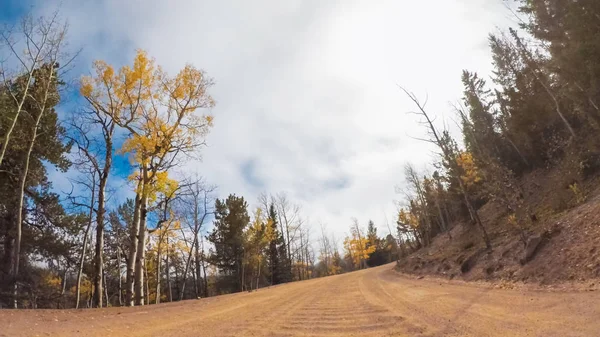 Guidare Piccole Strade Sterrate Montagna Colorado Springs Cripple Creek Autunno — Foto Stock