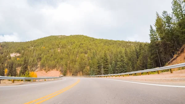 Driving Mountain Highway Colorado Springs Autumn — Stock Photo, Image