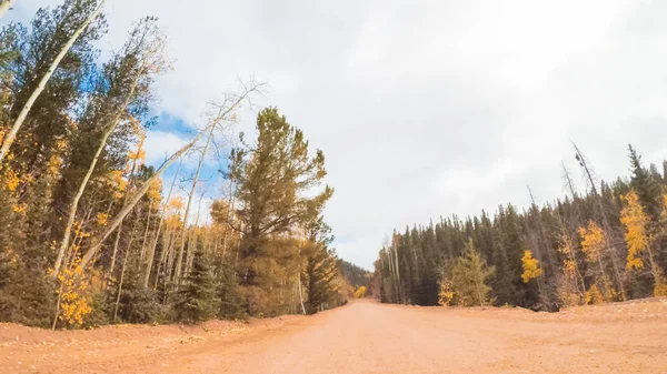 Driving Small Mountain Dirt Roads Colorado Springs Cripple Creek Autumn — Stock Photo, Image