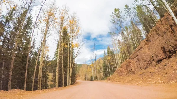 Guidare Piccole Strade Sterrate Montagna Colorado Springs Cripple Creek Autunno — Foto Stock