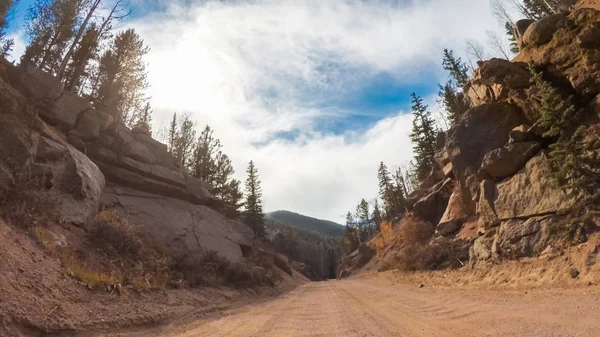 Guidare Piccole Strade Sterrate Montagna Colorado Springs Cripple Creek Autunno — Foto Stock