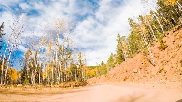 Guidare Piccole Strade Sterrate Montagna Colorado Springs Cripple Creek Autunno — Foto Stock