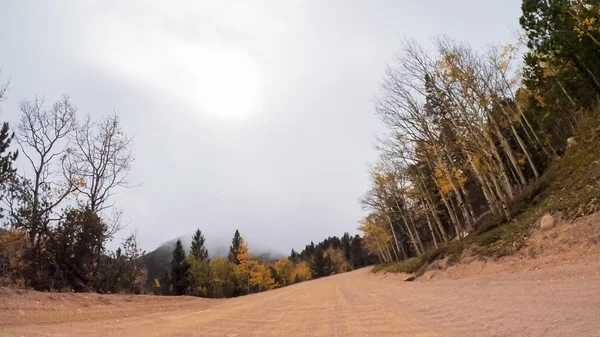 Driving Small Mountain Dirt Roads Colorado Springs Cripple Creek Autumn — Stock Photo, Image