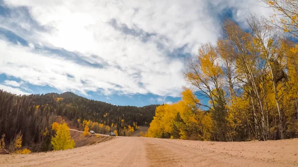 Guidare Piccole Strade Sterrate Montagna Colorado Springs Cripple Creek Autunno — Foto Stock