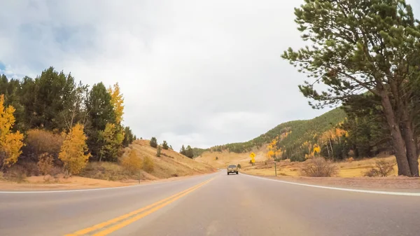 Driving Mountain Highway Colorado Springs Autumn — Stock Photo, Image