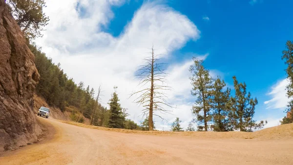 Driving Small Mountain Dirt Roads Colorado Springs Cripple Creek Autumn — Stock Photo, Image