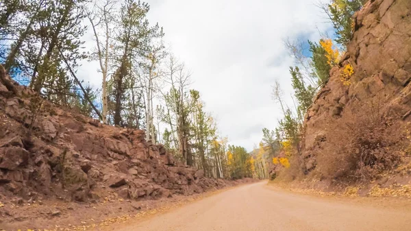 Conduite Sur Les Petites Routes Terre Montagne Colorado Springs Cripple — Photo