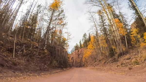 Guidare Piccole Strade Sterrate Montagna Colorado Springs Cripple Creek Autunno — Foto Stock