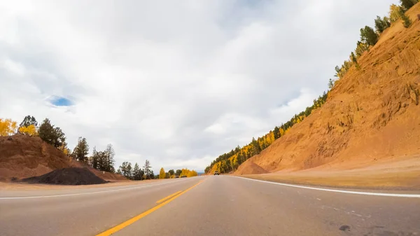 Conduite Sur Route Montagne Colorado Springs Automne — Photo