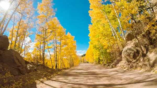 Guidare Piccole Strade Sterrate Montagna Colorado Springs Cripple Creek Autunno — Foto Stock