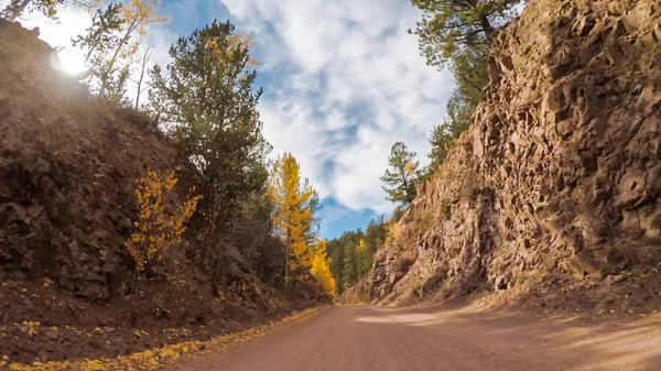 Conducerea Drumuri Mici Murdărie Montană Colorado Springs Cripple Creek Toamnă — Fotografie, imagine de stoc