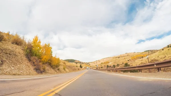 Guidare Sulla Strada Montagna Colorado Springs Autunno — Foto Stock
