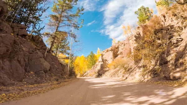 Guidare Piccole Strade Sterrate Montagna Colorado Springs Cripple Creek Autunno — Foto Stock