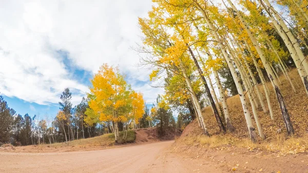 Guidare Piccole Strade Sterrate Montagna Colorado Springs Cripple Creek Autunno — Foto Stock