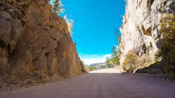 Guidare Piccole Strade Sterrate Montagna Colorado Springs Cripple Creek Autunno — Foto Stock