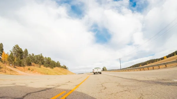 Rijden Berg Snelweg Naar Colorado Springs Herfst — Stockfoto