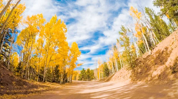 Driving Small Mountain Dirt Roads Colorado Springs Cripple Creek Autumn — Stock Photo, Image