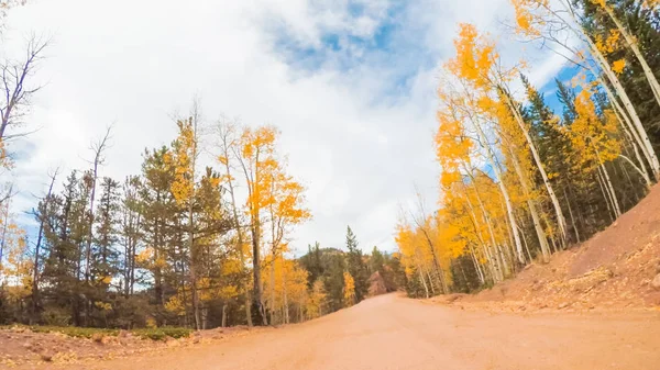 Guidare Piccole Strade Sterrate Montagna Colorado Springs Cripple Creek Autunno — Foto Stock