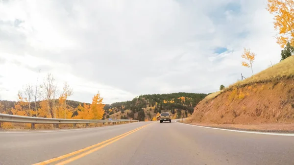 Dirigir Estrada Montanha Para Colorado Springs Outono — Fotografia de Stock