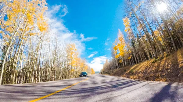 Conducir Carretera Montaña Cripple Creek Victor Otoño — Foto de Stock