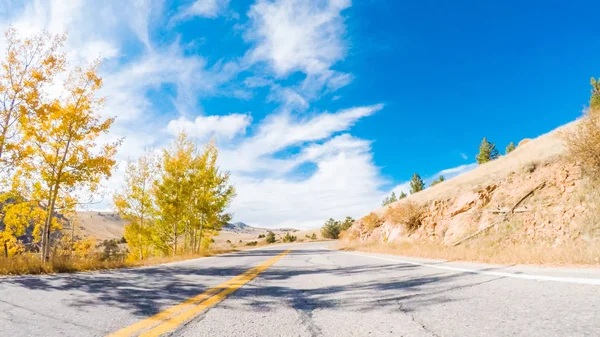 Dirigir Estrada Montanha Para Colorado Springs Outono — Fotografia de Stock