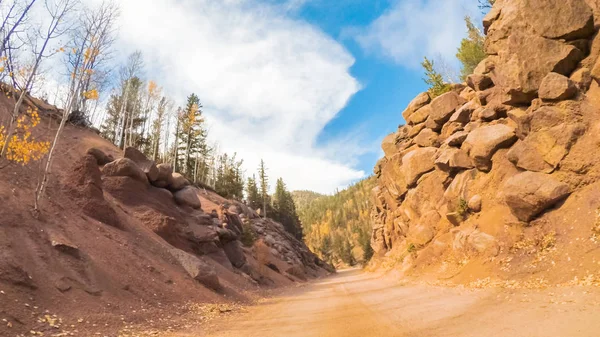 Dirigir Pequenas Estradas Terra Montanha Colorado Springs Para Cripple Creek — Fotografia de Stock