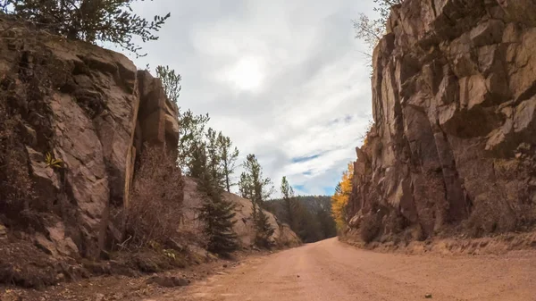 Conducerea Drumuri Mici Murdărie Montană Colorado Springs Cripple Creek Toamnă — Fotografie, imagine de stoc