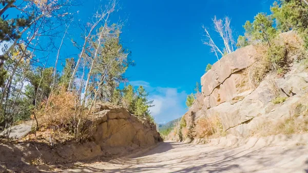 Mengemudi Jalan Tanah Gunung Kecil Dari Colorado Springs Cripple Creek — Stok Foto