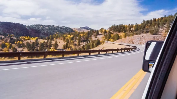 Dirigir Estrada Montanha Para Colorado Springs Outono — Fotografia de Stock