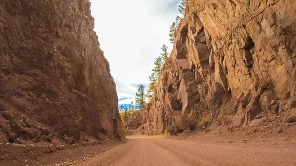 Guidare Piccole Strade Sterrate Montagna Colorado Springs Cripple Creek Autunno — Foto Stock