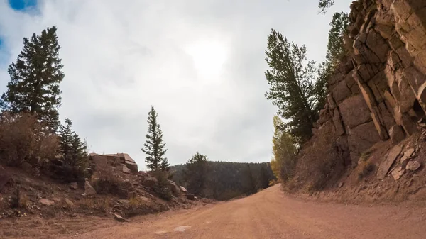 Driving Small Mountain Dirt Roads Colorado Springs Cripple Creek Autumn — Stock Photo, Image