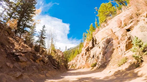 Dirigir Pequenas Estradas Terra Montanha Colorado Springs Para Cripple Creek — Fotografia de Stock