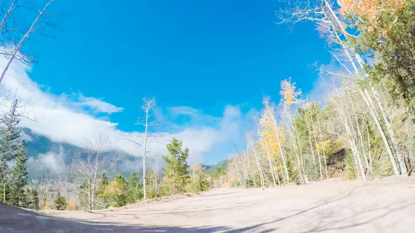 Driving Small Mountain Dirt Roads Colorado Springs Cripple Creek Autumn — Stock Photo, Image