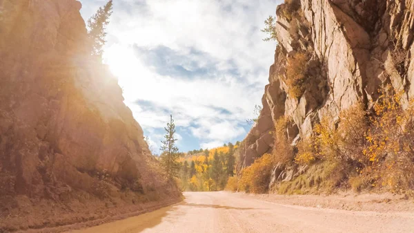 Guidare Piccole Strade Sterrate Montagna Colorado Springs Cripple Creek Autunno — Foto Stock