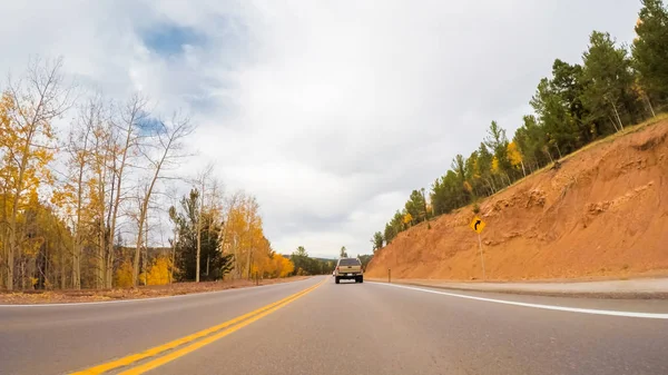 Conducir Por Carretera Montaña Colorado Springs Otoño — Foto de Stock