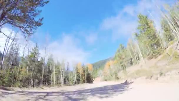 Driving Small Mountain Dirt Roads Colorado Springs Cripple Creek Autumn — Stock Video