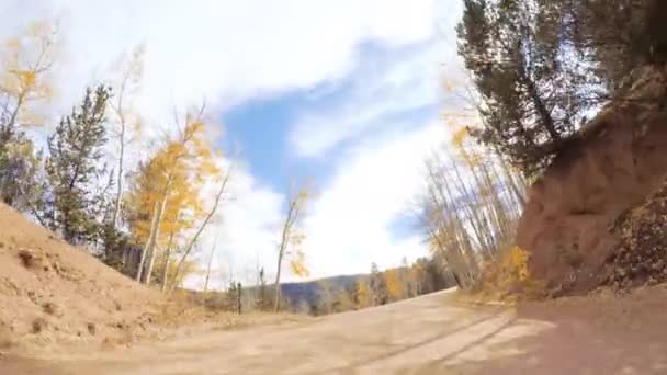 Conducir Pequeños Caminos Tierra Montaña Colorado Springs Cripple Creek Otoño — Vídeo de stock