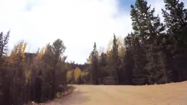 Driving Small Mountain Dirt Roads Colorado Springs Cripple Creek Autumn — Stock Video