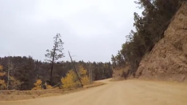 Езда Небольшим Горным Грунтовым Дорогам Колорадо Спрингс Калека Осенью — стоковое видео