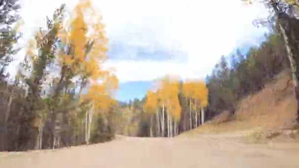 Conducir Pequeños Caminos Tierra Montaña Colorado Springs Cripple Creek Otoño — Vídeo de stock