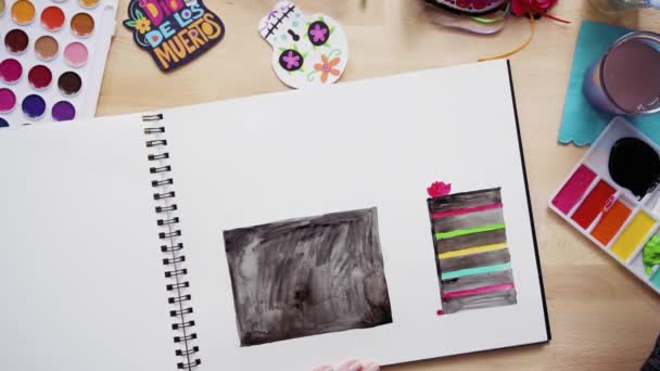 Lépésről Lépésre Lapos Feküdt Design Egy Torta Akvarelljei Rajzolni Dia — Stock videók