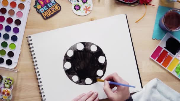 Paso Paso Acostado Baker Dibujando Diseño Pastel Con Acuarelas Para — Vídeos de Stock