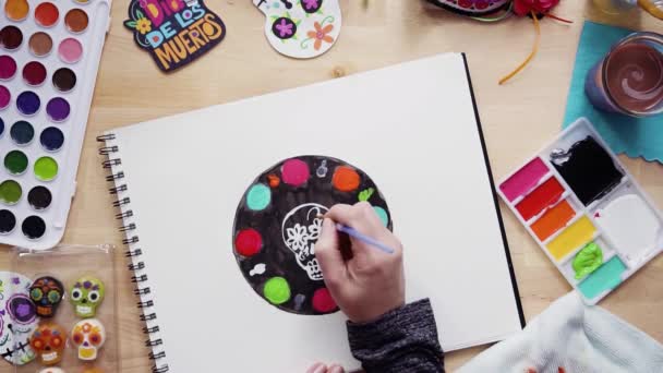 Askel Kerrallaan Litteä Pano Baker Luonnos Suunnittelu Kakku Akvarelleja Dia — kuvapankkivideo