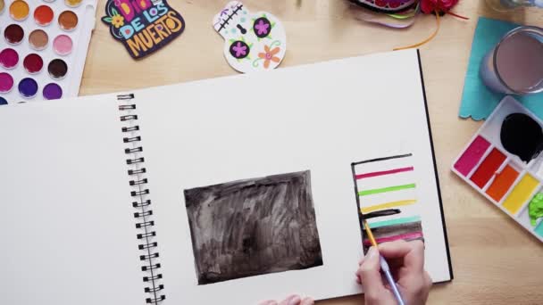 Lépésről Lépésre Lapos Feküdt Design Egy Torta Akvarelljei Rajzolni Dia — Stock videók
