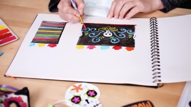 Paso Paso Acostado Baker Dibujando Diseño Pastel Con Acuarelas Para — Vídeos de Stock