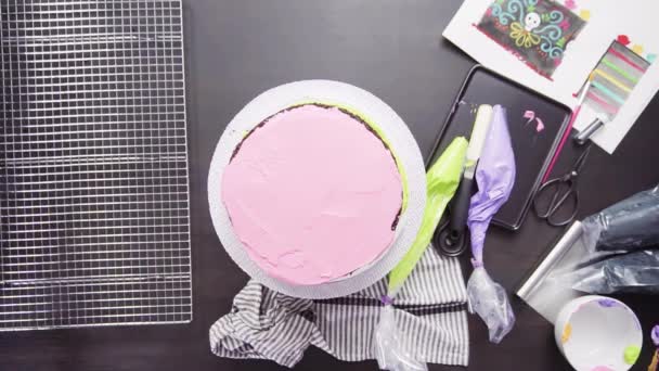 Pas Pas Pose Plate Baker Assembler Gâteau Chocolat Avec Glaçage — Video