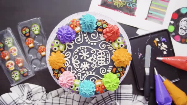 Pas Pas Pose Plate Baker Décoration Multicouche Gâteau Chocolat Avec — Video