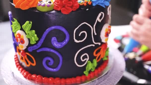 Pas Pas Baker Décoration Multicouche Gâteau Chocolat Avec Glaçage Crème — Video